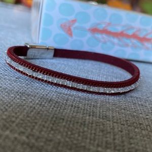 Red leather/rhinestone magnetic bracelet